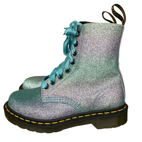 Dr. Martens 1460 Pascal Glitter Boots Blue Size 5 US Ladies - Picture 3 of 10
